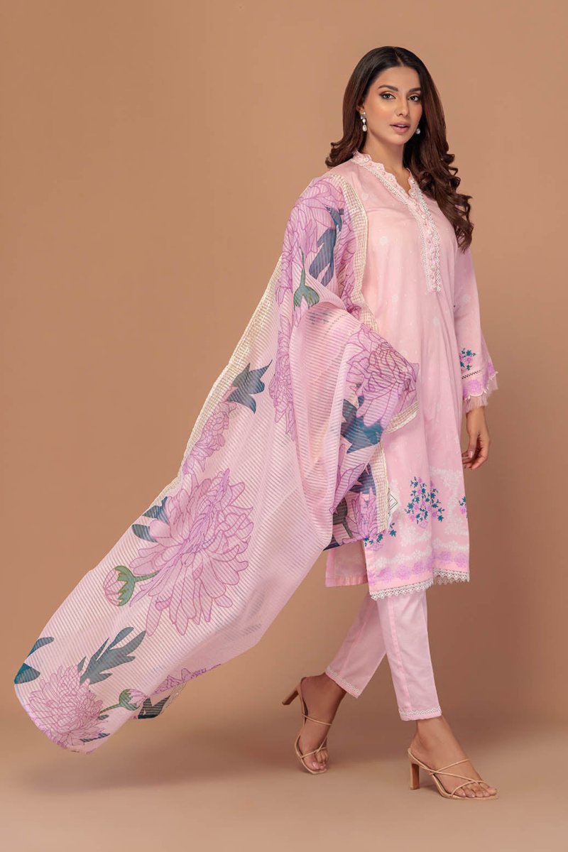 Ready To Wear Bonanza 3 Piece Digital Printed Lawn Suit - 1S24P3P507-Festive Bloom