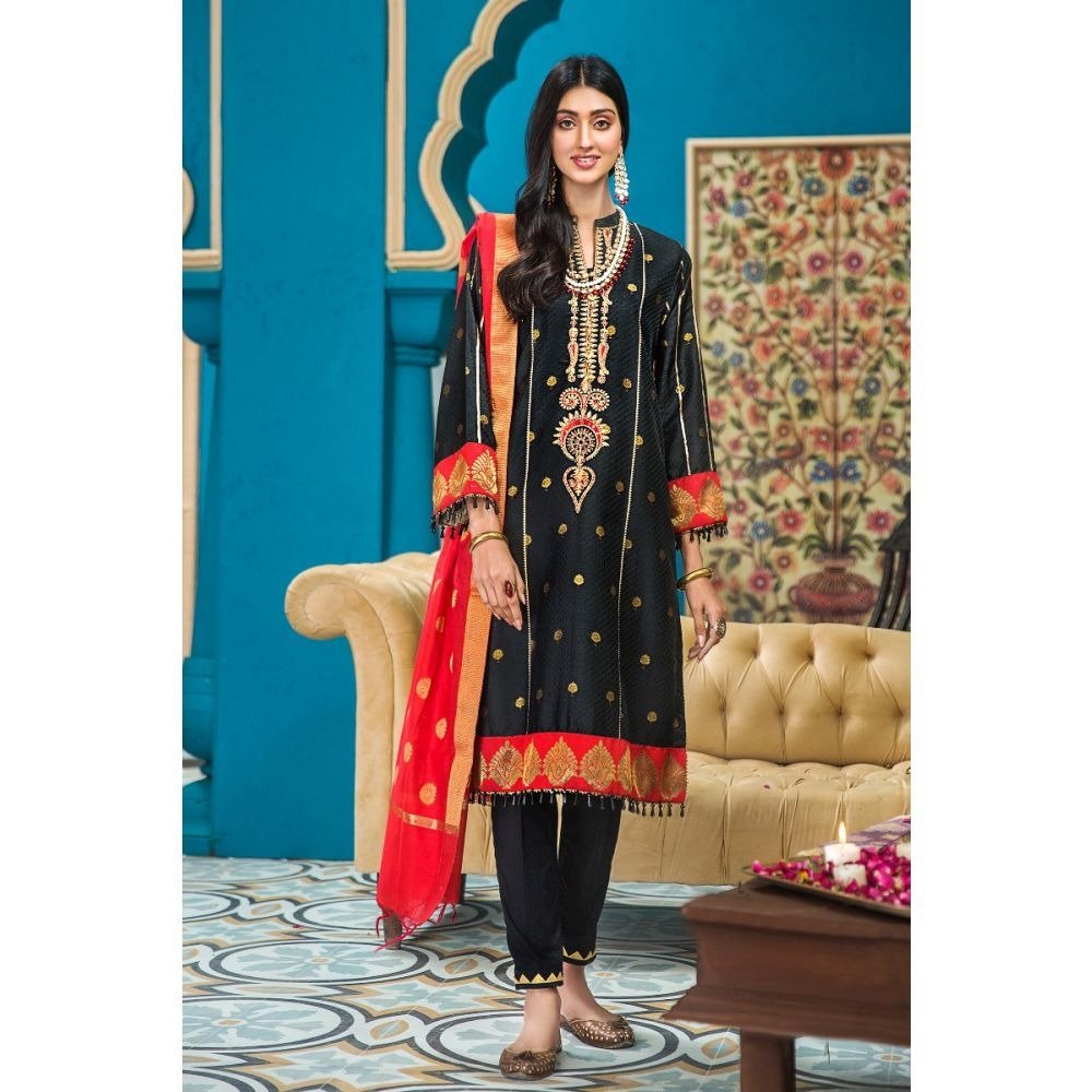 Gul Ahmed 3 PC Embroidered-Suit with Yarn Dyed Jacquard Dupatta FE-285