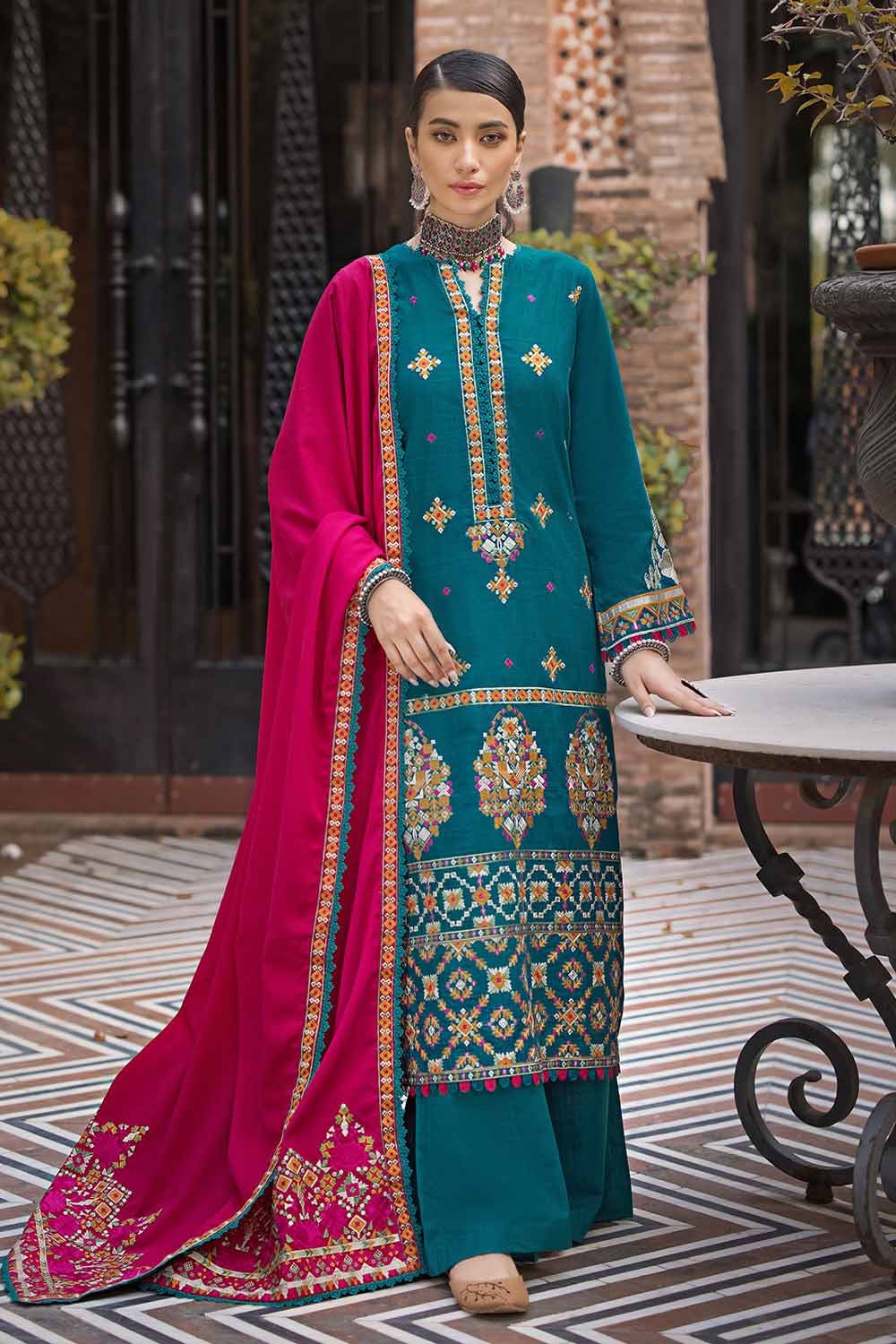 Gul Ahmed 3PC Embroidered Khaddar Unstitched Suit with Embroidered Pashmina Shawl AP-32046