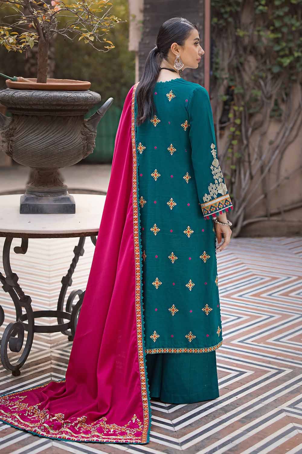 Gul Ahmed 3PC Embroidered Khaddar Unstitched Suit with Embroidered Pashmina Shawl AP-32046