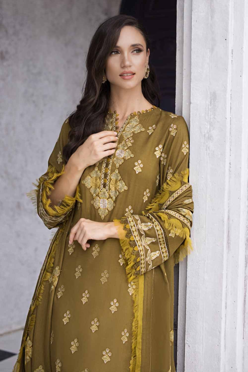 Gul Ahmed 3PC Embroidered Pashmina Unstitched Suit with Embroidered Pashmina Shawl AP-32073