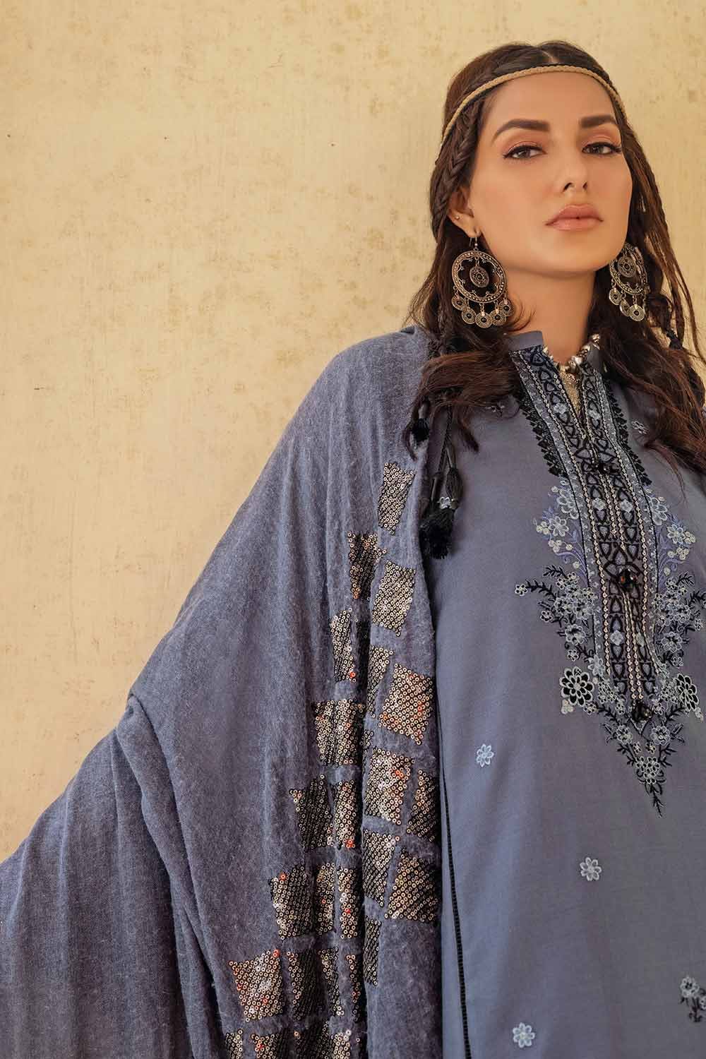Gul Ahmed 3PC Embroidered Pashmina Unstitched Suit with Sequins Embroidered Pashmina Shawl AP-32087