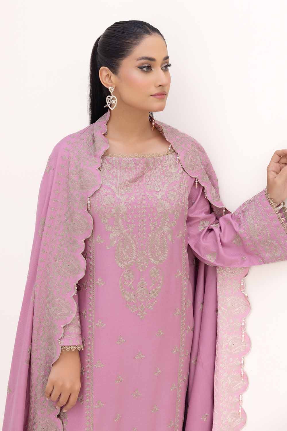 Gul Ahmed 3 Piece Unstitched Embroidered Acrylic Suit with Embroidered Acrylic Dupatta AP-42008