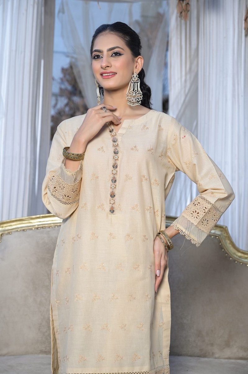 Tawakkal Fabrics 1 Piece Stitched Fancy Schiffli Embroidered Kurti ASK-01