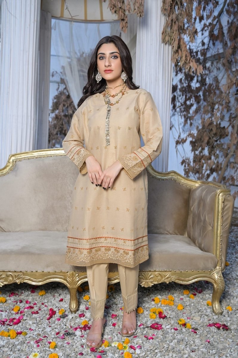 Tawakkal Fabrics 1 Piece Stitched Fancy Schiffli Embroidered Kurti ASK-02
