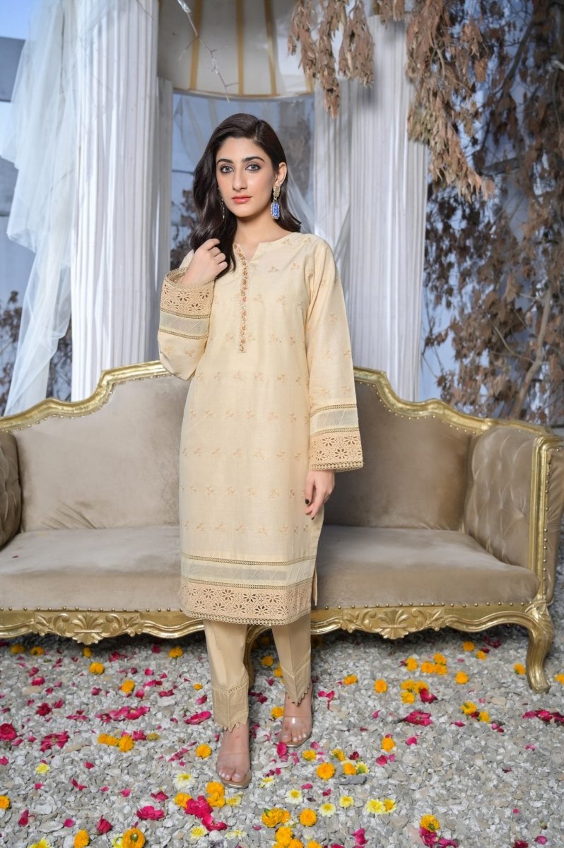 Tawakkal Fabrics 1 Piece Stitched Fancy Schiffli Embroidered Kurti ASK-04