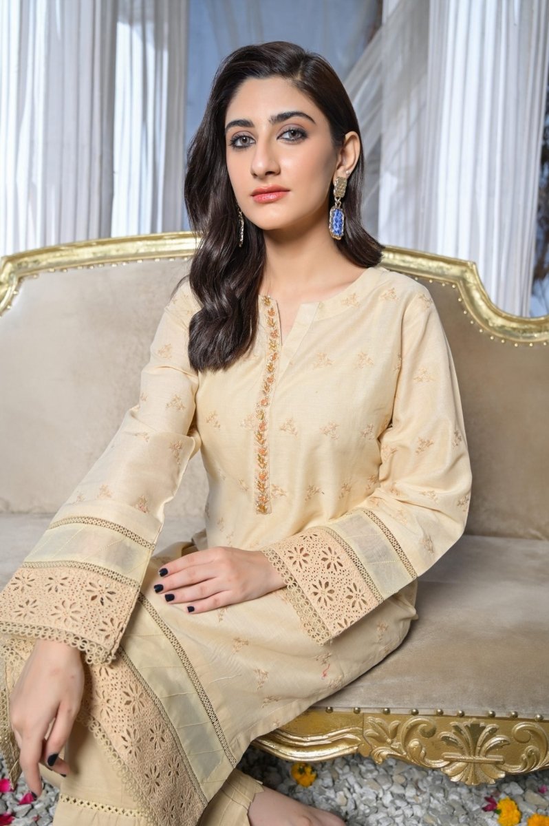 Tawakkal Fabrics 1 Piece Stitched Fancy Schiffli Embroidered Kurti ASK-04