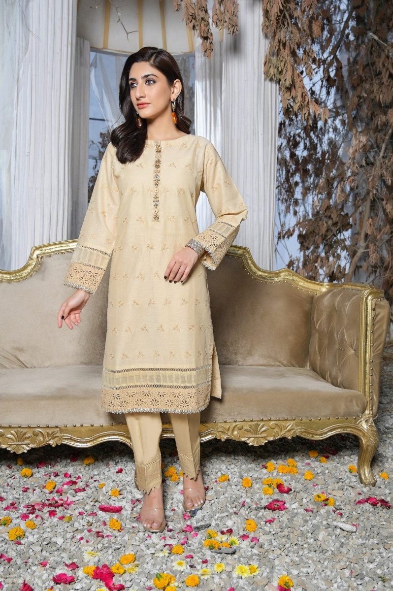 Tawakkal Fabrics 1 Piece Stitched Fancy Schiffli Embroidered Kurti ASK-06