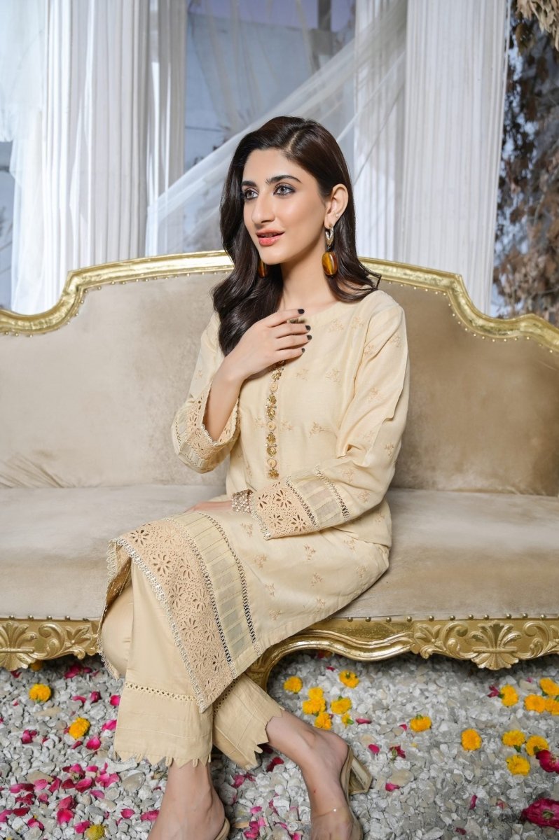 Tawakkal Fabrics 1 Piece Stitched Fancy Schiffli Embroidered Kurti ASK-06