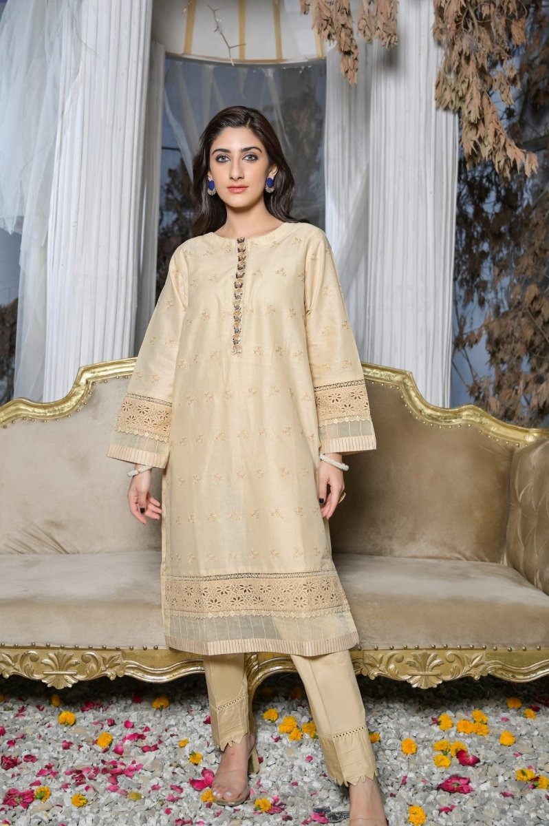 Tawakkal Fabrics 1 Piece Stitched Fancy Schiffli Embroidered Kurti ASK-07
