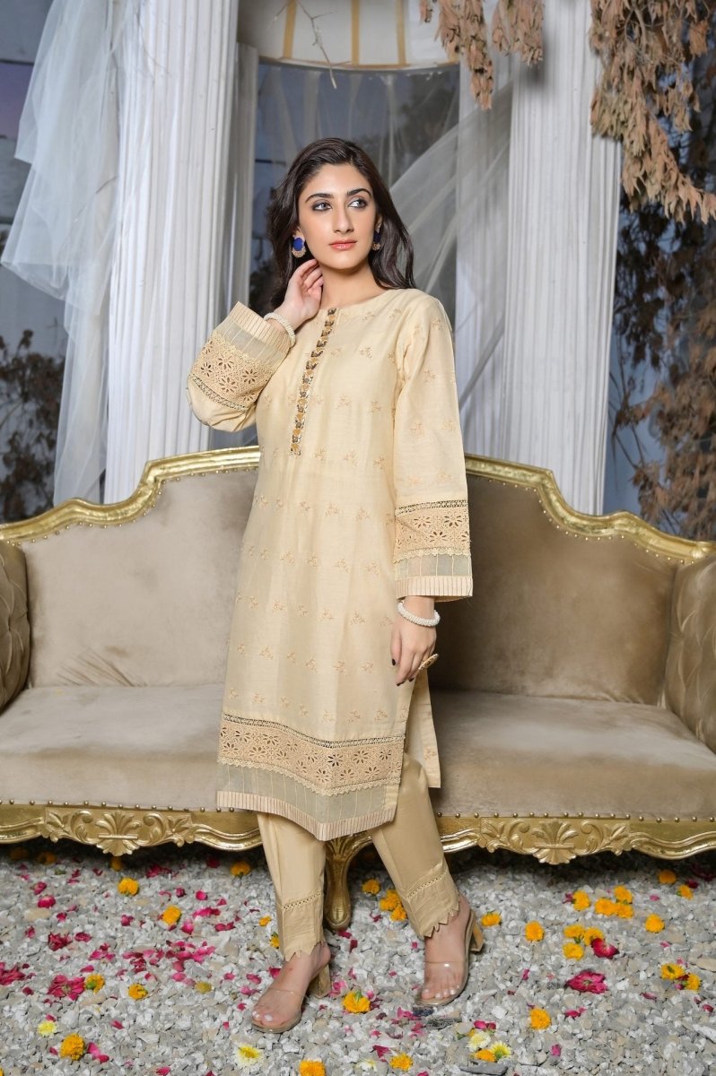 Tawakkal Fabrics 1 Piece Stitched Fancy Schiffli Embroidered Kurti ASK-07