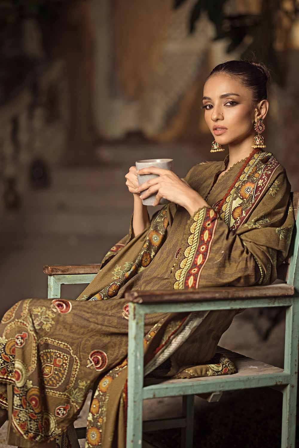 Gul Ahmed 3PC Embroidered Digital Printed Karandi Unstitched Suit AY-32005