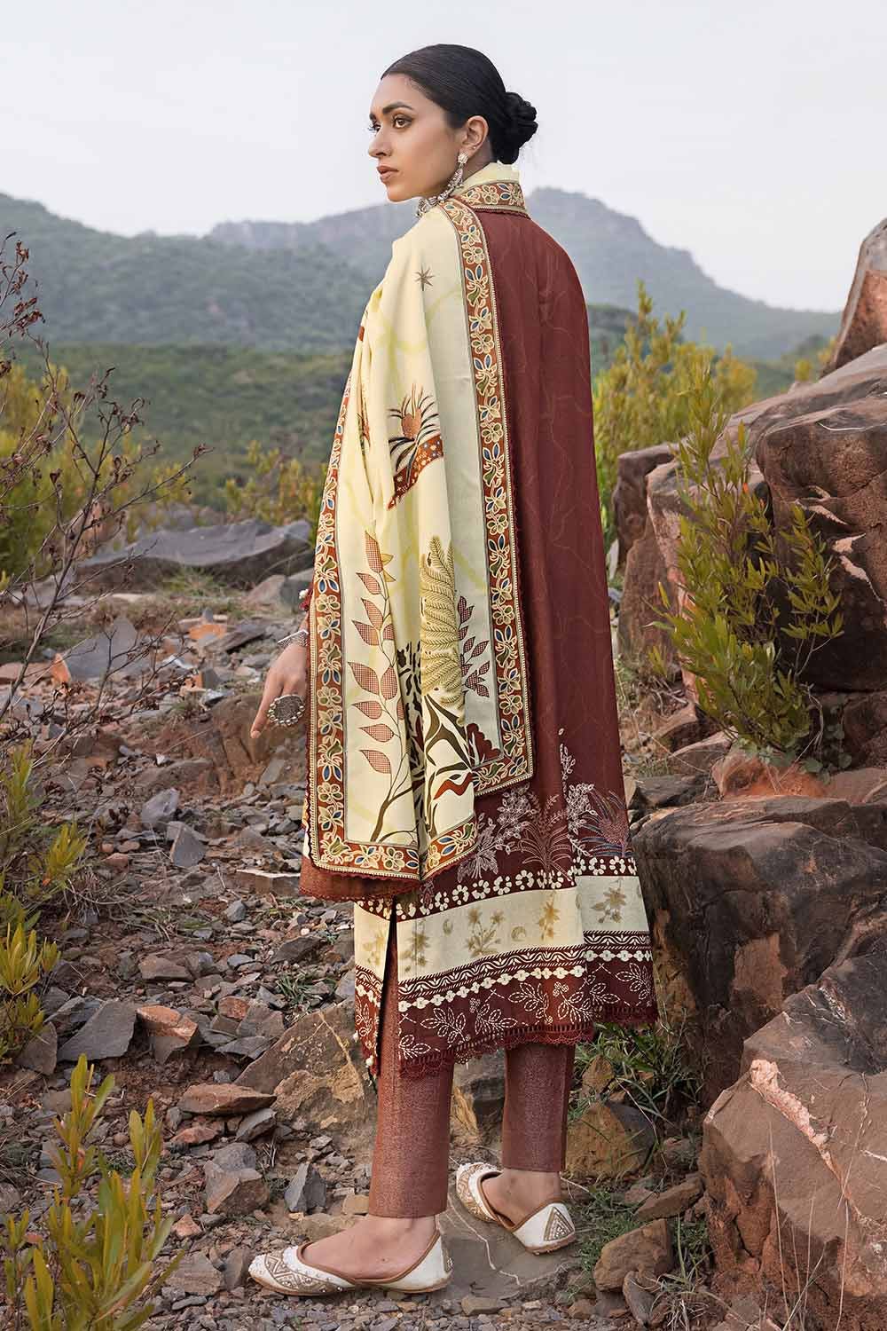 Gul Ahmed 3PC Embroidered Digital Printed Karandi Unstitched Suit AY-32036