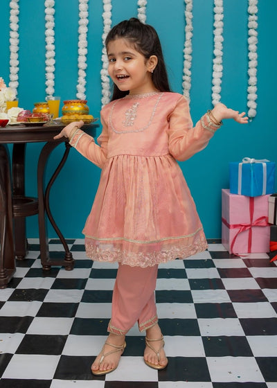 Modest Stitched Kid’s Maysuri Frock Pink - 9025