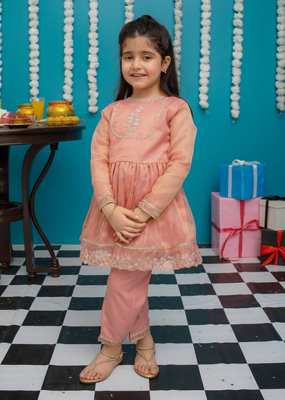 Modest Stitched Kid’s Maysuri Frock Pink - 9025