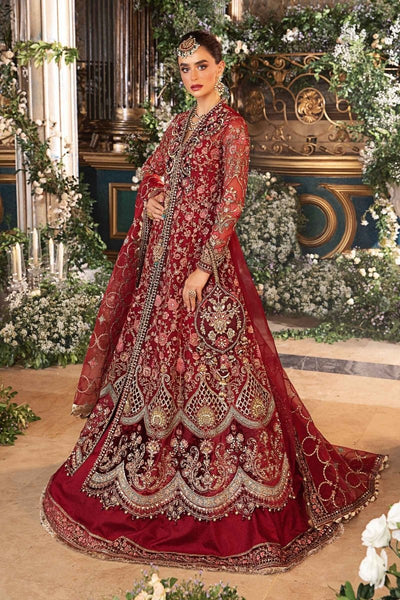 Maria. B 3 Piece Unstitched Embroidered Organza Suit - BD-2908-RED