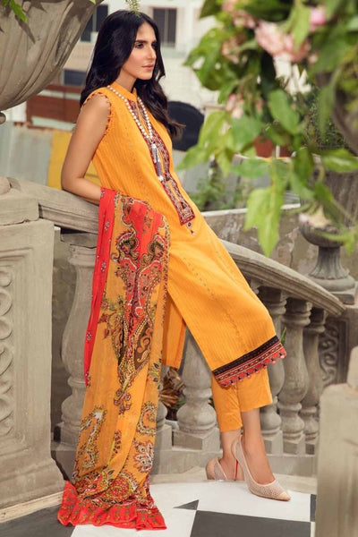 Gul Ahmed 3PC Unstitched Embroidered Suit with Chiffon Dupatta BM-12001