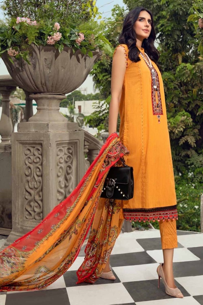 Gul Ahmed 3PC Unstitched Embroidered Suit with Chiffon Dupatta BM-12001