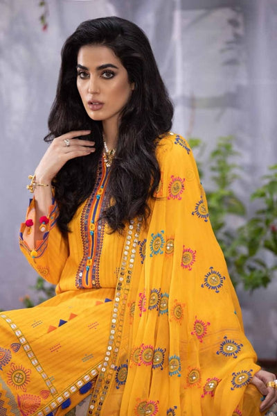 Gul Ahmed 3PC Unstitched Embroidered Suit with Chiffon Dupatta BM-12006