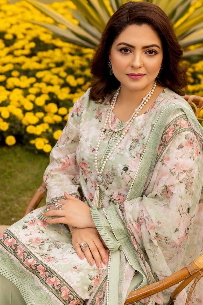 Gul Ahmed 3PC Printed Lawn Unstitched Suit with Chiffon Dupatta - BM-42013