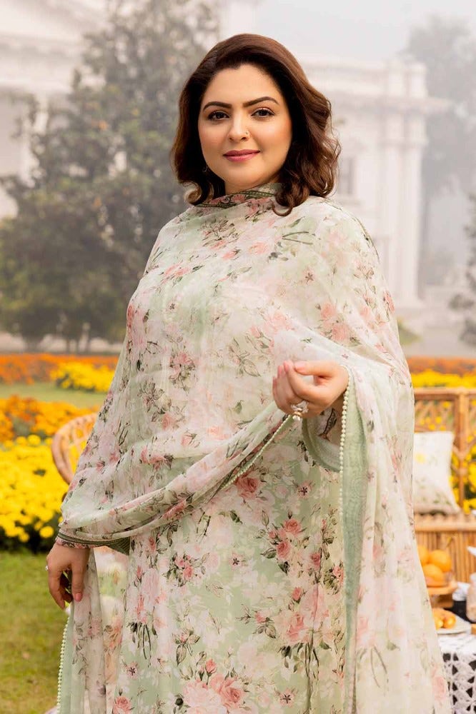 Gul Ahmed 3PC Printed Lawn Unstitched Suit with Chiffon Dupatta - BM-42013