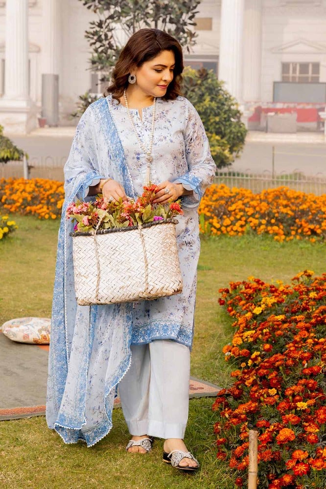 Gul Ahmed 3PC Printed Lawn Unstitched Suit with Chiffon Dupatta - BM-42015