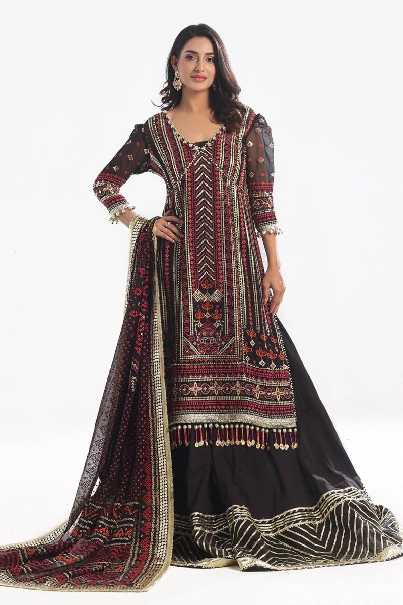 Gul Ahmed 3 Piece Unstitched Embroidered Chiffon Suit with Gold Lacquer Embroidered Printed Chiffon Dupatta BM-52011