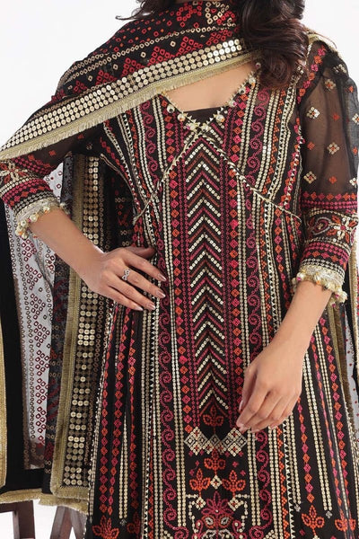 Gul Ahmed 3 Piece Unstitched Embroidered Chiffon Suit with Gold Lacquer Embroidered Printed Chiffon Dupatta BM-52011