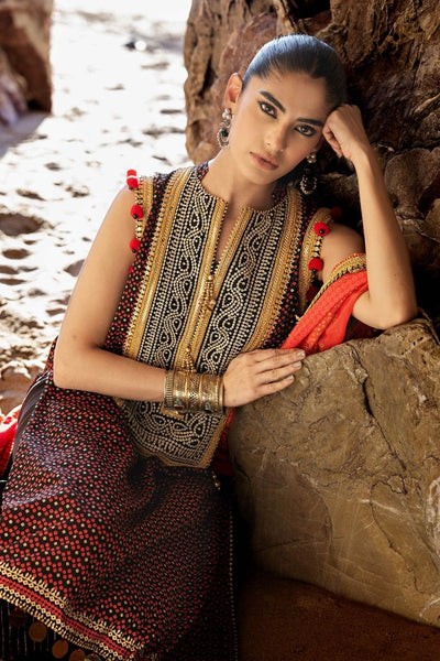 Gul Ahmed 3 Piece Unstitched Embroidered Chiffon Suit with Gold Lacquer Embroidered Printed Chiffon Dupatta BM-52017