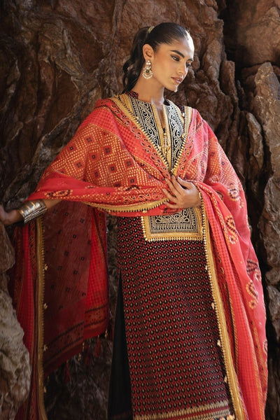 Gul Ahmed 3 Piece Unstitched Embroidered Chiffon Suit with Gold Lacquer Embroidered Printed Chiffon Dupatta BM-52017