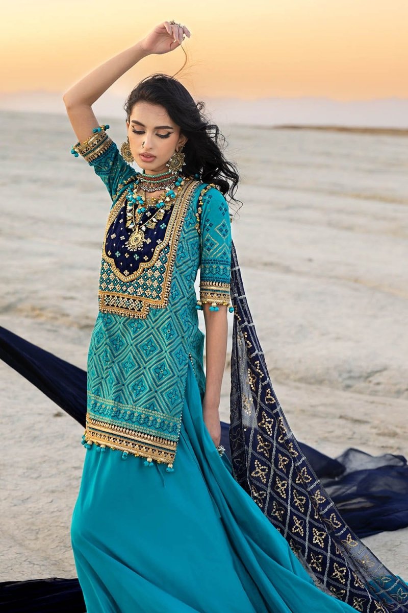 Gul Ahmed 3 Piece Unstitched Embroidered Lawn Suit with Zari Sequins Embroidered Chiffon Dupatta BM-52021