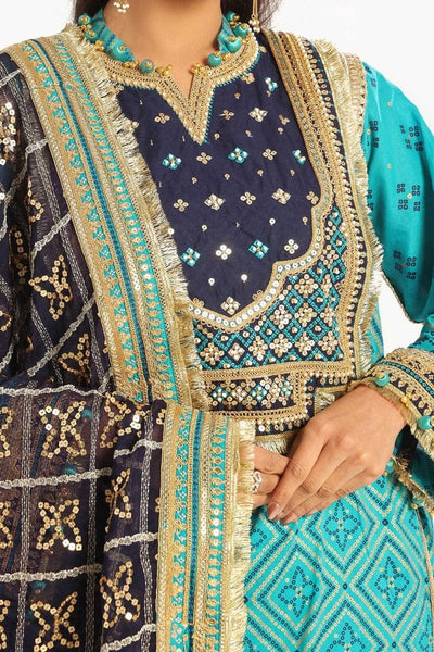 Gul Ahmed 3 Piece Unstitched Embroidered Lawn Suit with Zari Sequins Embroidered Chiffon Dupatta BM-52021