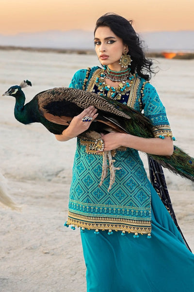 Gul Ahmed 3 Piece Unstitched Embroidered Lawn Suit with Zari Sequins Embroidered Chiffon Dupatta BM-52021