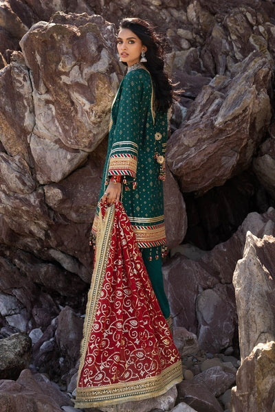 Gul Ahmed 3 Piece Unstitched Embroidered Lawn Suit with Zari Sequins Embroidered Chiffon Dupatta BM-52024