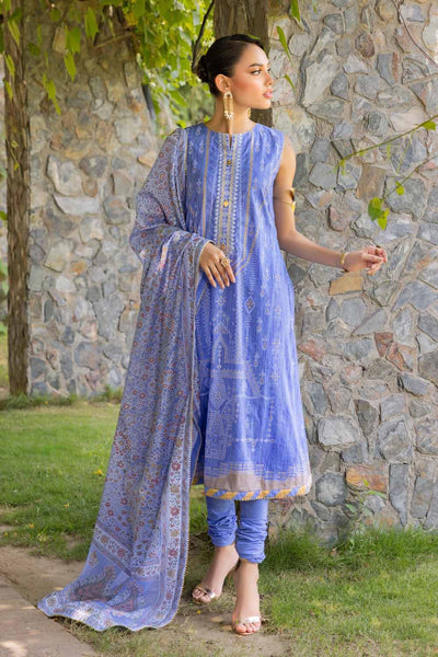 Gul Ahmed 3PC Embroidered Gold Printed Cambric Unstitched Suit with Printed Burnout Dupatta BN-32001