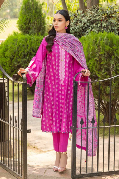 Gul Ahmed 3PC Embroidered Cambric Unstitched Suit with Printed Burnout Dupatta BN-32002