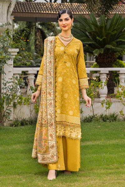 Gul Ahmed 3PC Embroidered Cambric Unstitched Suit with Printed Burnout Dupatta BN-32006