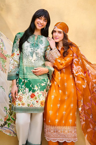Gul Ahmed 3 Piece Unstitched Embroidered Lawn Suit with Printed Pure Silk Chiffon Dupatta C-52002