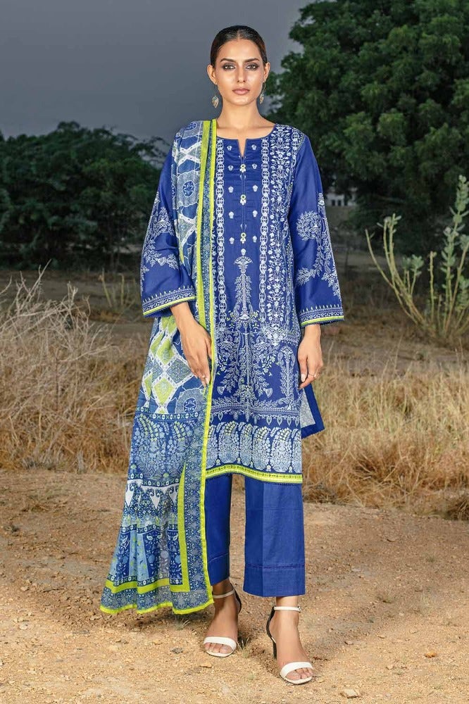 Gul Ahmed 3PC Stitched Digital Printed Embroidered Corduroy Suit CD-32009