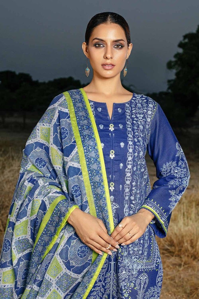 Gul Ahmed 3PC Stitched Digital Printed Embroidered Corduroy Suit CD-32009