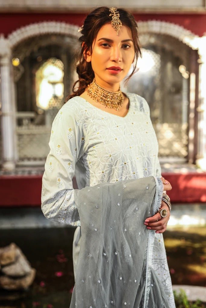 Lakhani Chikan-Kari 3 Piece Stitched Embroidered Suit CK-9016-R