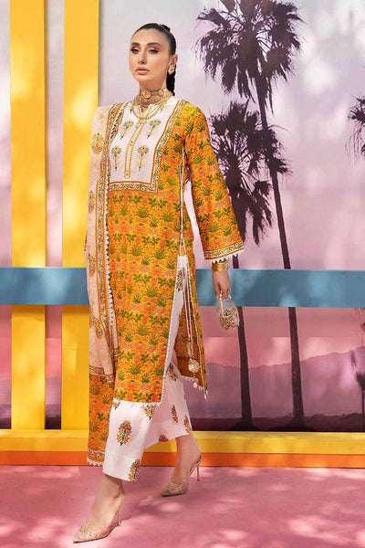 Gul Ahmed 3PC Embroidered Printed Lawn Unstitched Suit CL-32506