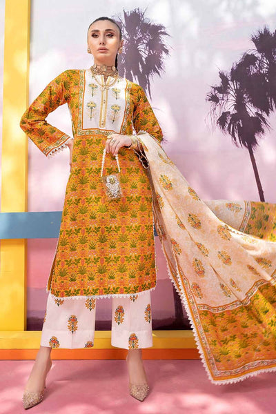Gul Ahmed 3PC Embroidered Printed Lawn Unstitched Suit CL-32506