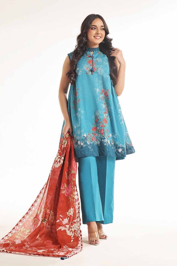 Gul Ahmed 3PC Unstitched Printed Lawn Suit CL-42222