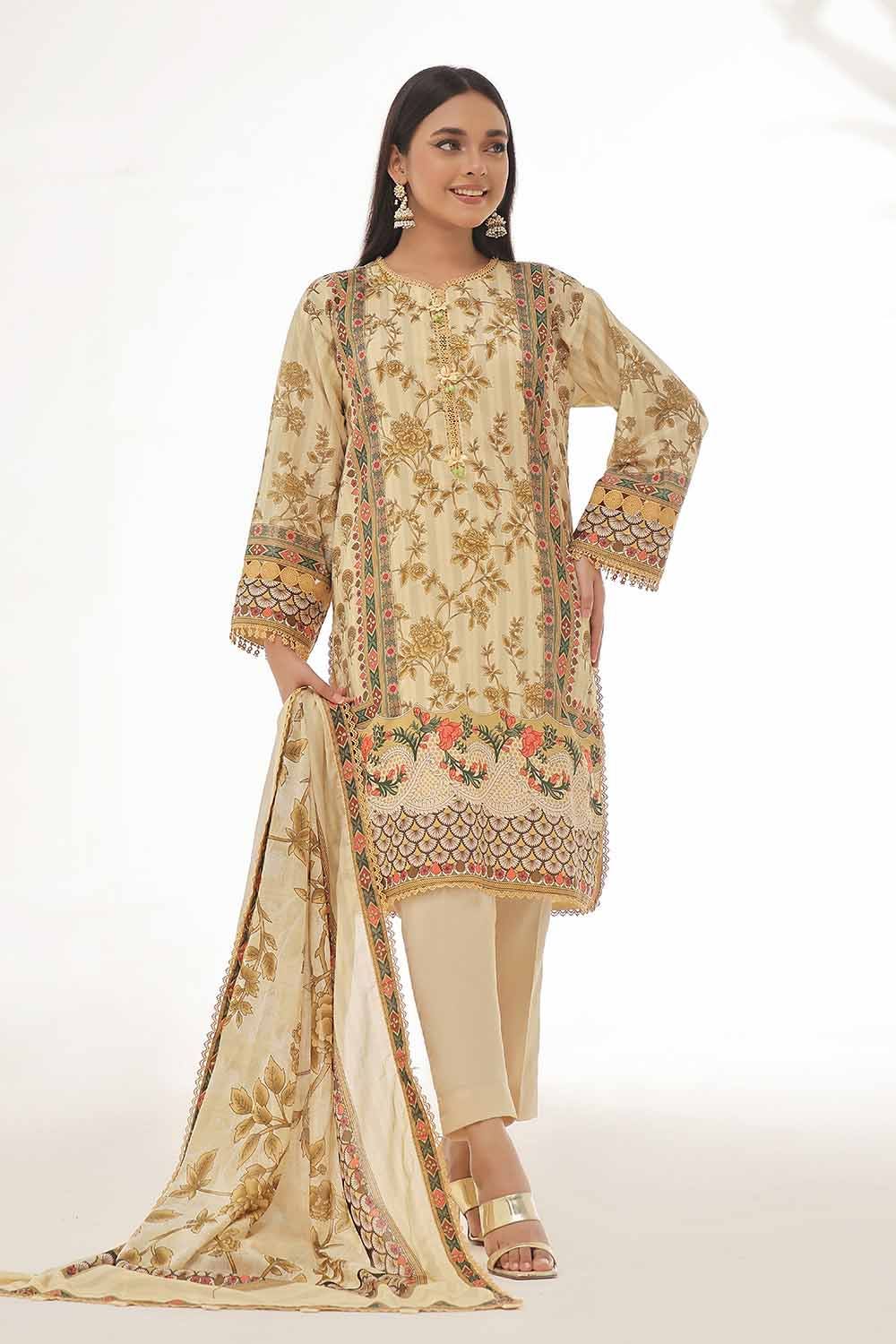 Gul Ahmed 3PC Unstitched Printed Lawn Suit CL-42254