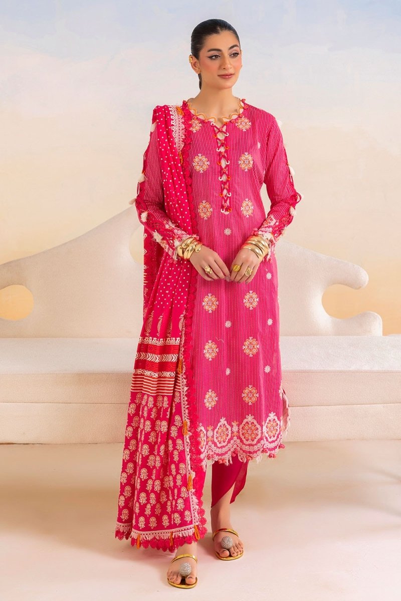 Gul Ahmed 3 Piece Unstitched Embroidered Lacquer Printed Lawn Suit with Lacquer Printed Lawn Dupatta CL-52344