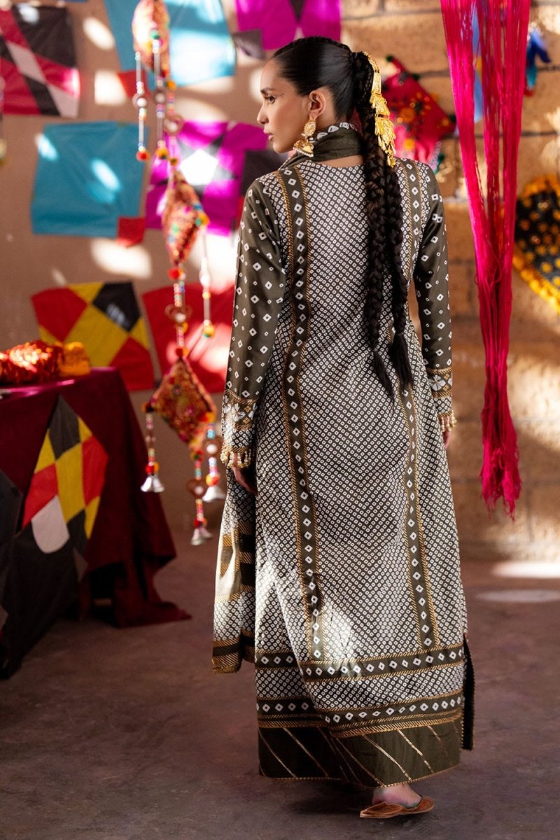 Gul Ahmed 3 Piece Unstitched Gold Printed Lawn Suit CL-52401 B