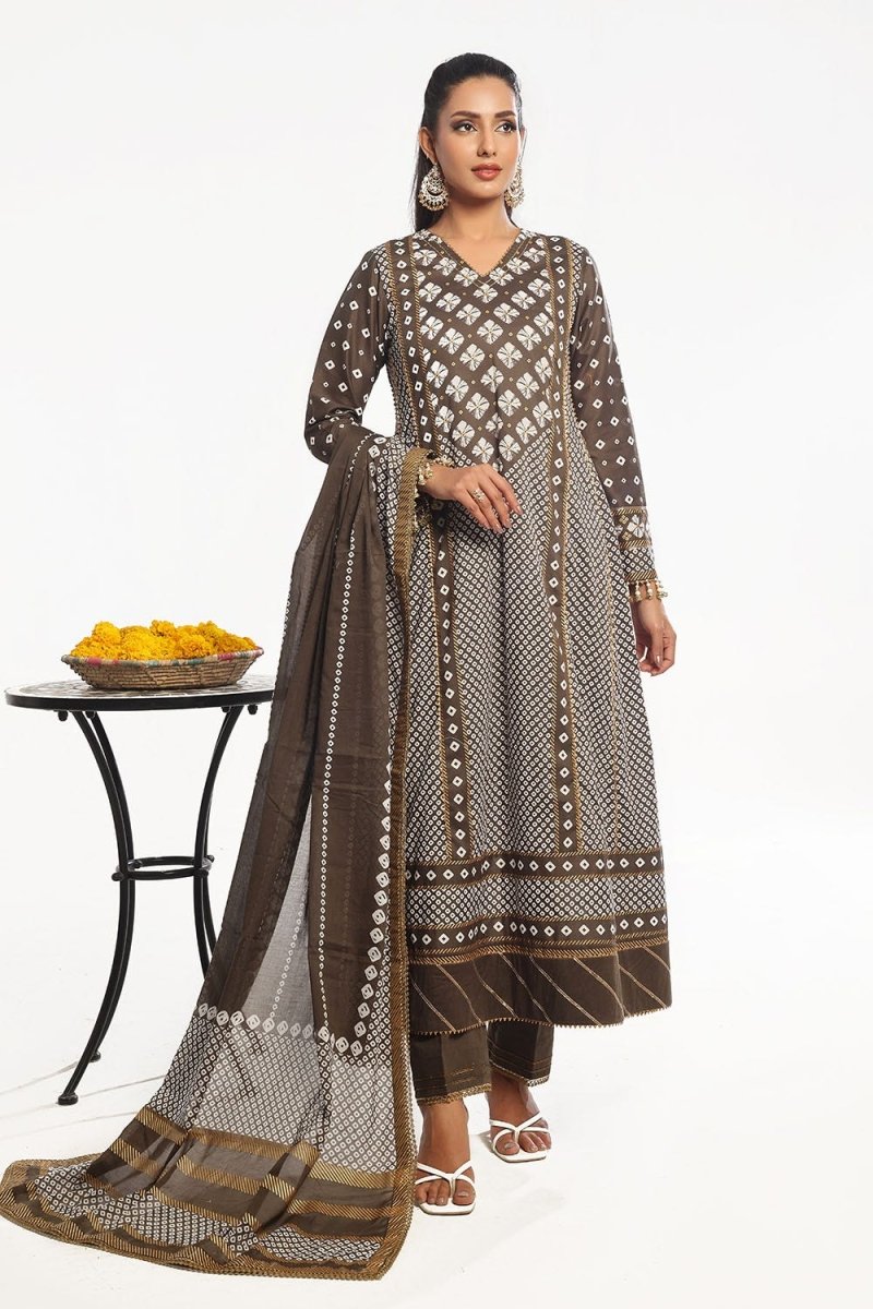 Gul Ahmed 3 Piece Unstitched Gold Printed Lawn Suit CL-52401 B