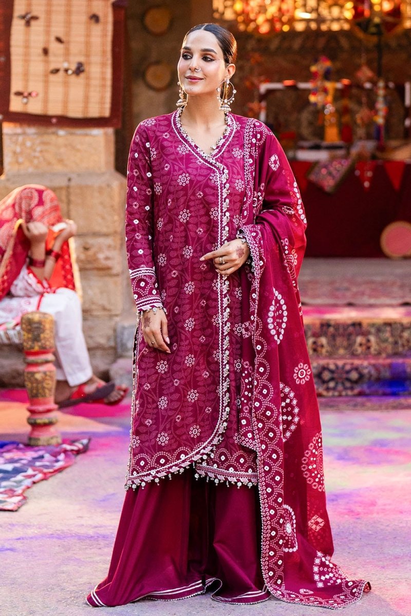 Gul Ahmed 3 Piece Unstitched Lacquer Printed Lawn Suit CL-52403 B