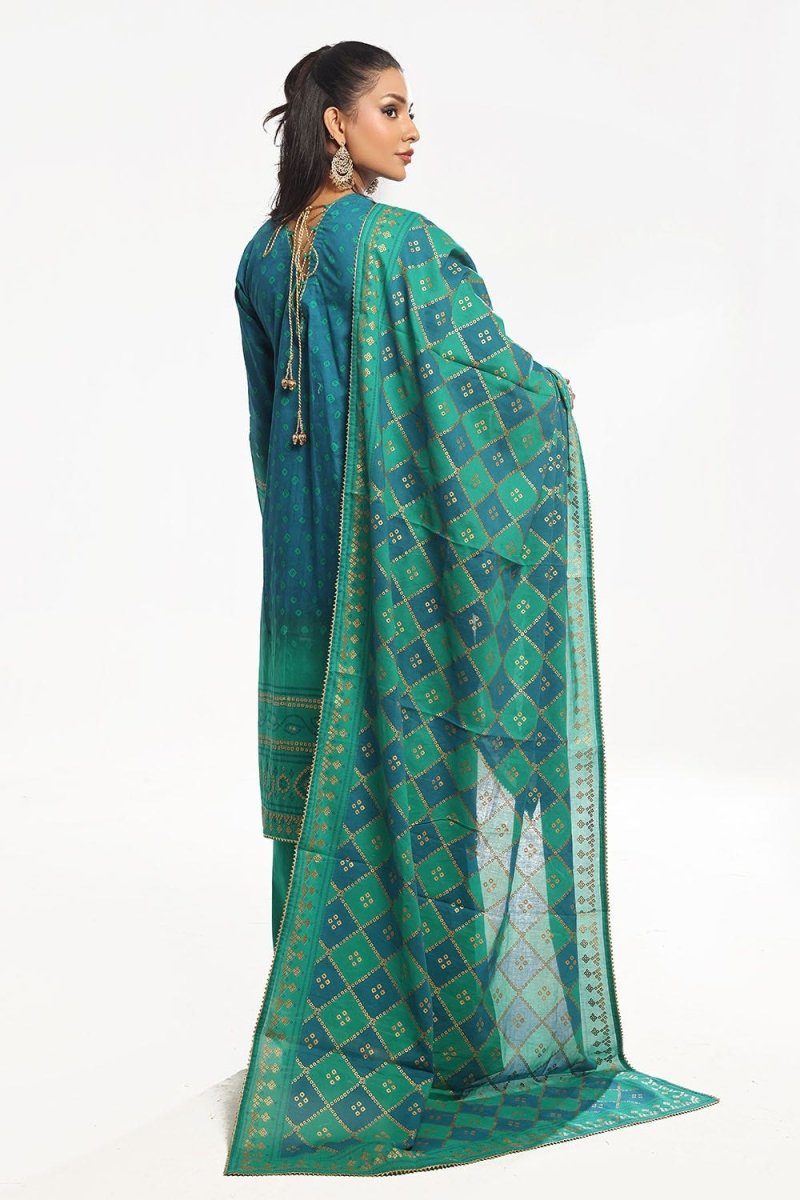Gul Ahmed 3 Piece Unstitched Gold Printed Lawn Suit CL-52410 A